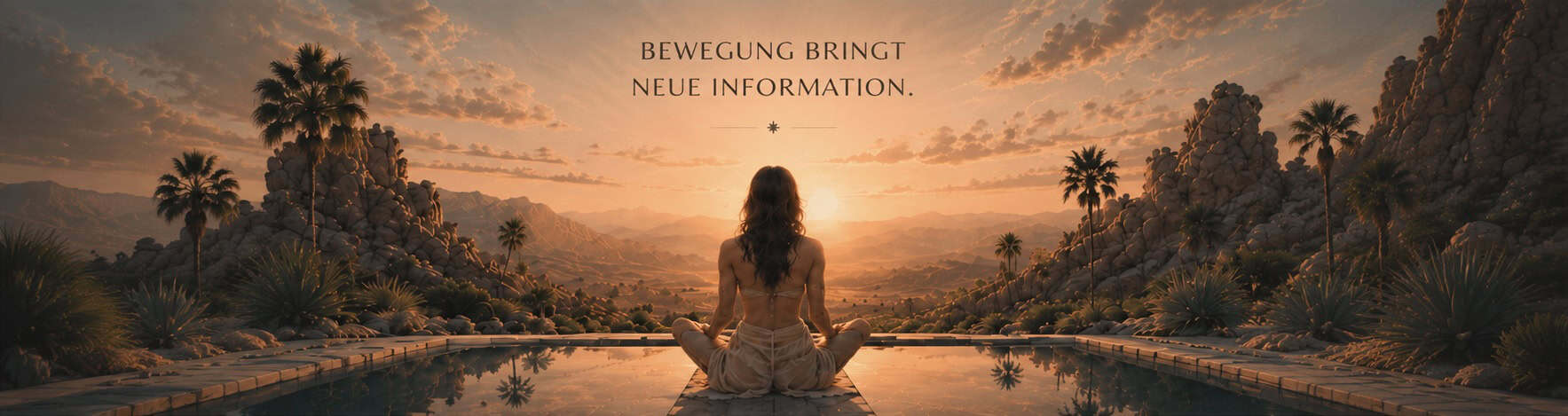 Meditierende Frau bei Sonnenaufgang – Bewegung bringt neue Information im Jahr des Feuerpferdes