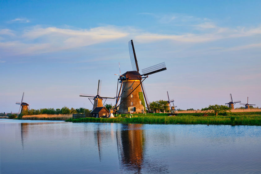A photograph of a windmill in the Netherlands