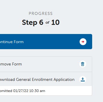 Progress indicator and form download area