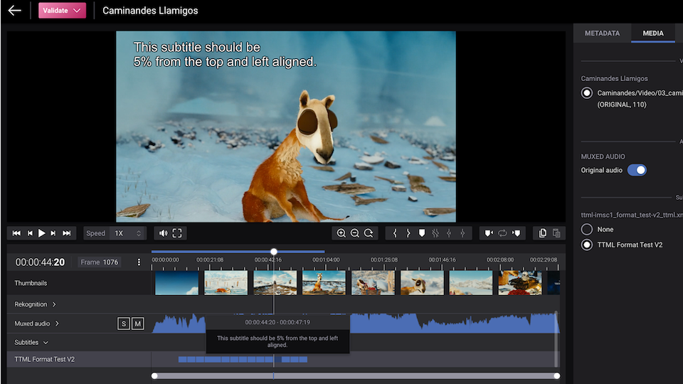 Internet Media Subtitles & Captions (IMSC) in Accurate.Video Validate