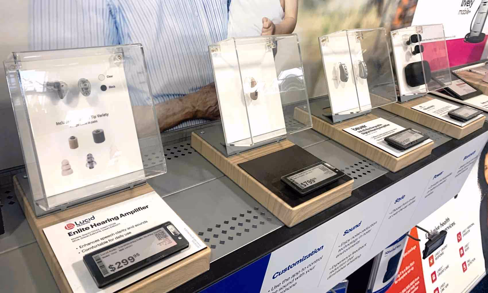 Hearing aid display in Best Buy store