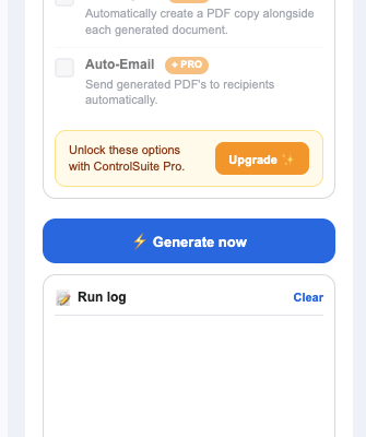 Image of the Generate now button in the sidebar
