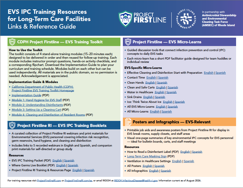 EVS IPC Training Resources for Long-Term Care Facilities
