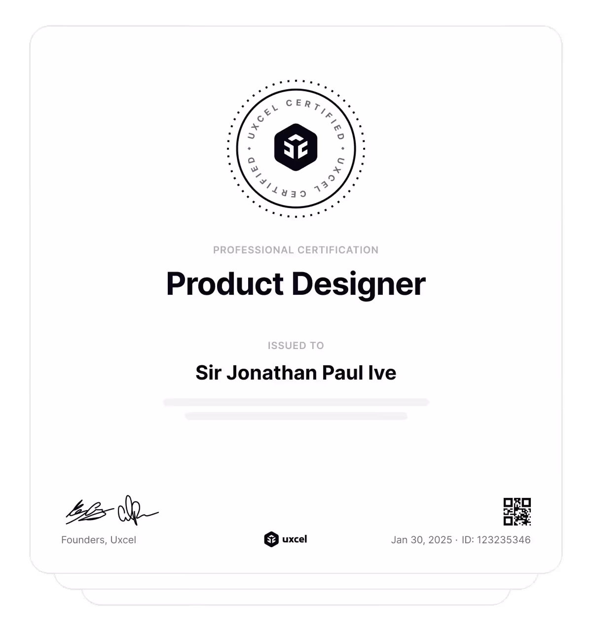 Showcase your certification with official Uxcel credentials