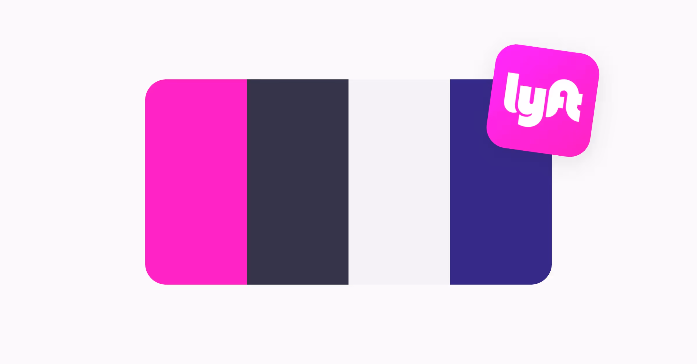 Electric pink (#FF00BF), Mulberry (#352384), Charcoal (#333347), Off-white (#F3F3F5)