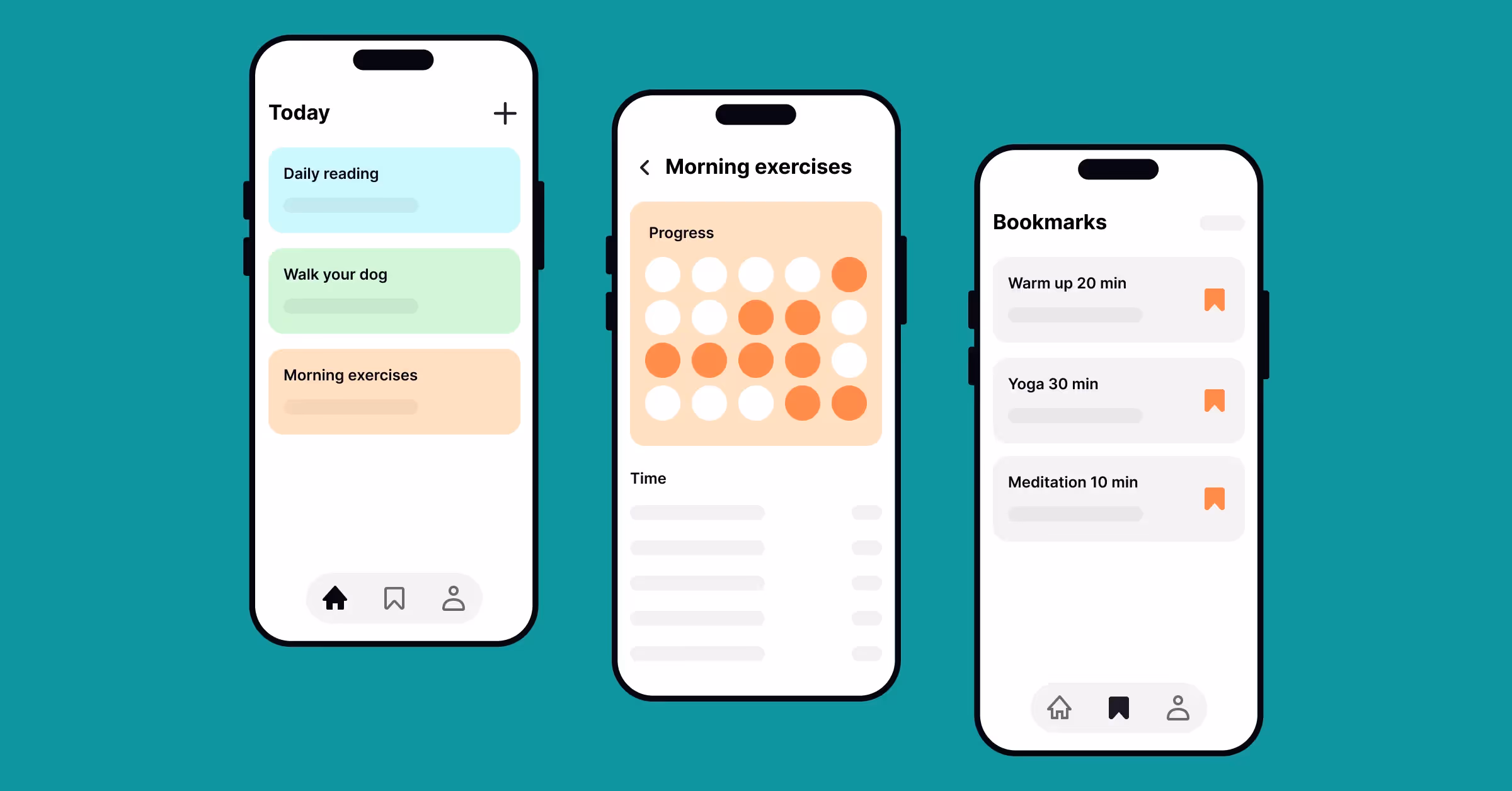 screens of a habit building app