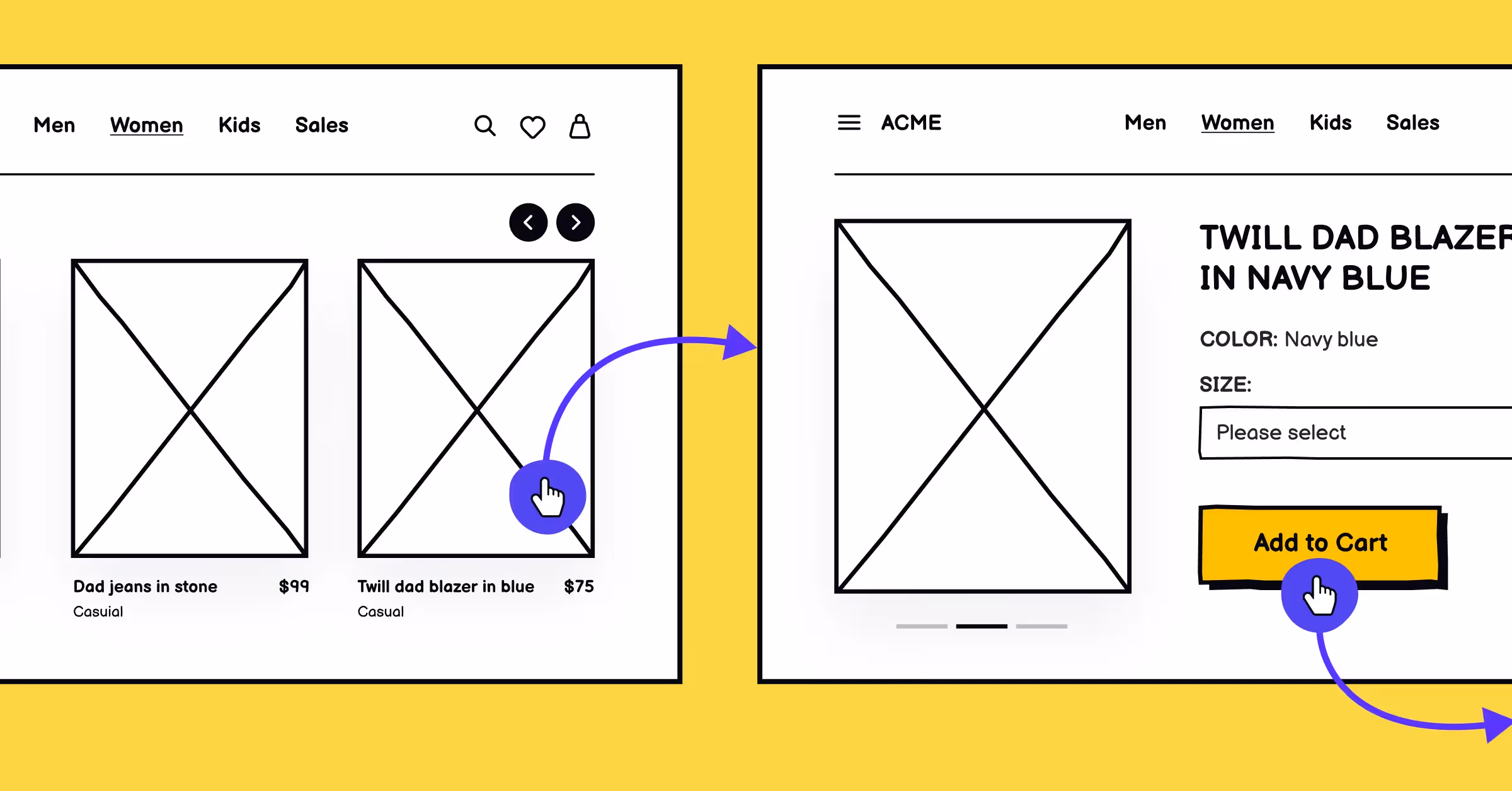 an example of interactive wireframes for desktop