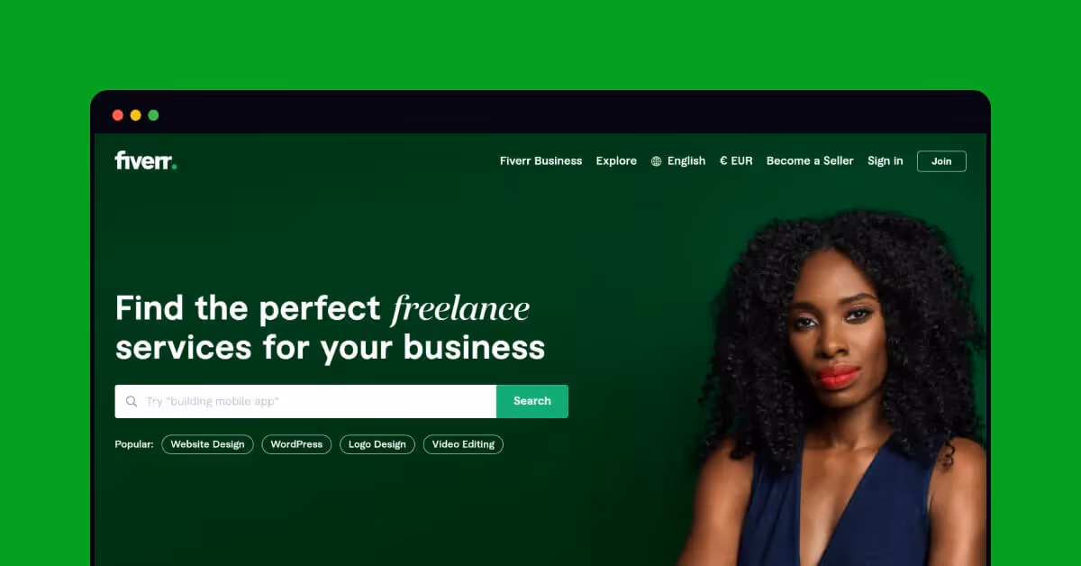 Fiverr utilizing green color psychology in their design