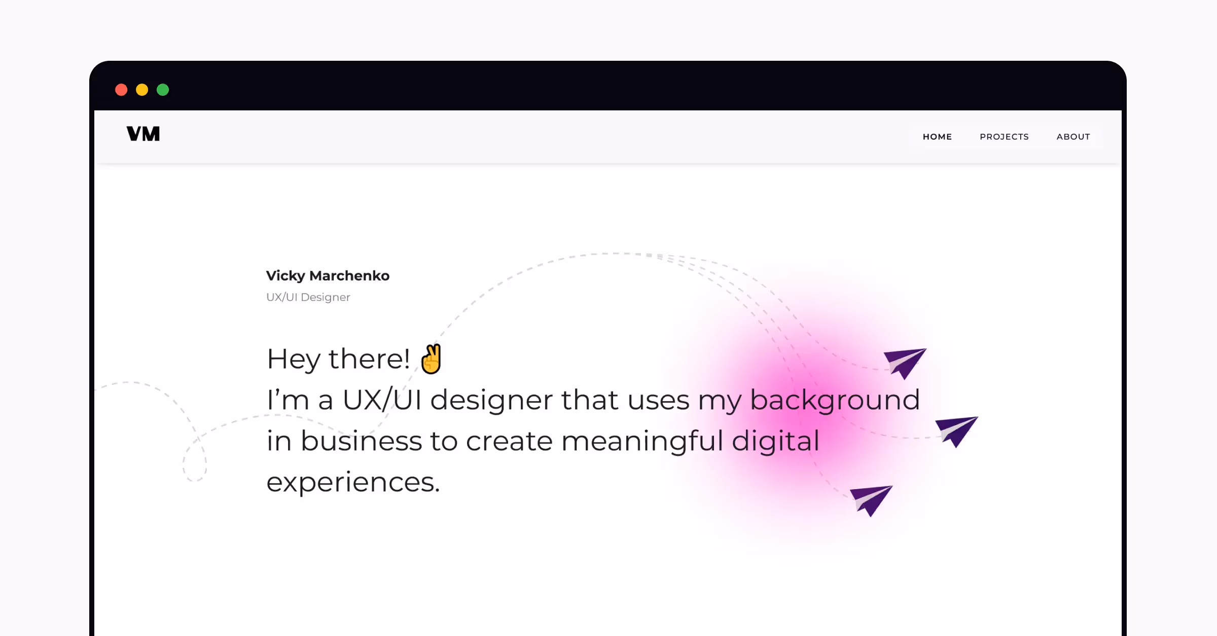 A home page of the portfolio by Vicky Marchenko