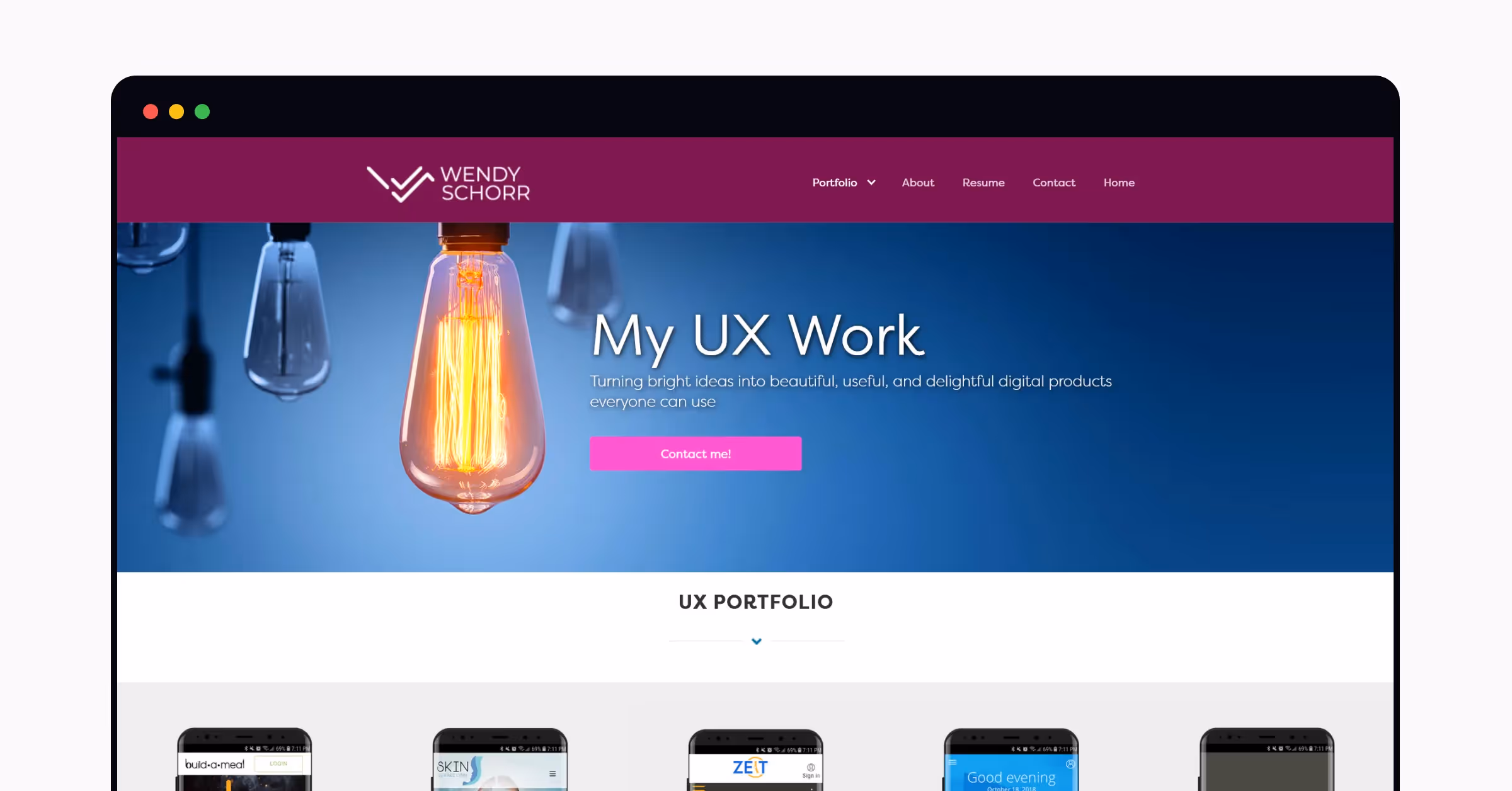 A home page of the portfolio by Wendy Schorr