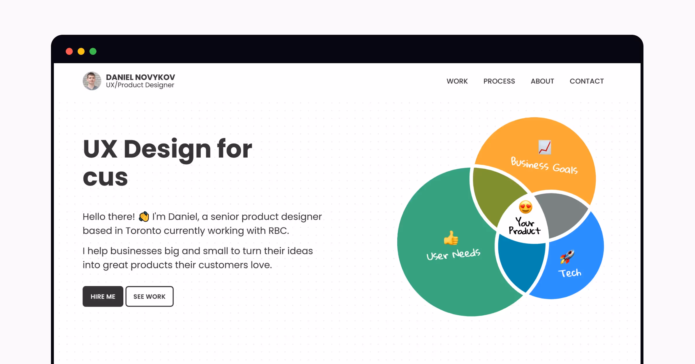 A home page of the portfolio by Daniel Novykov