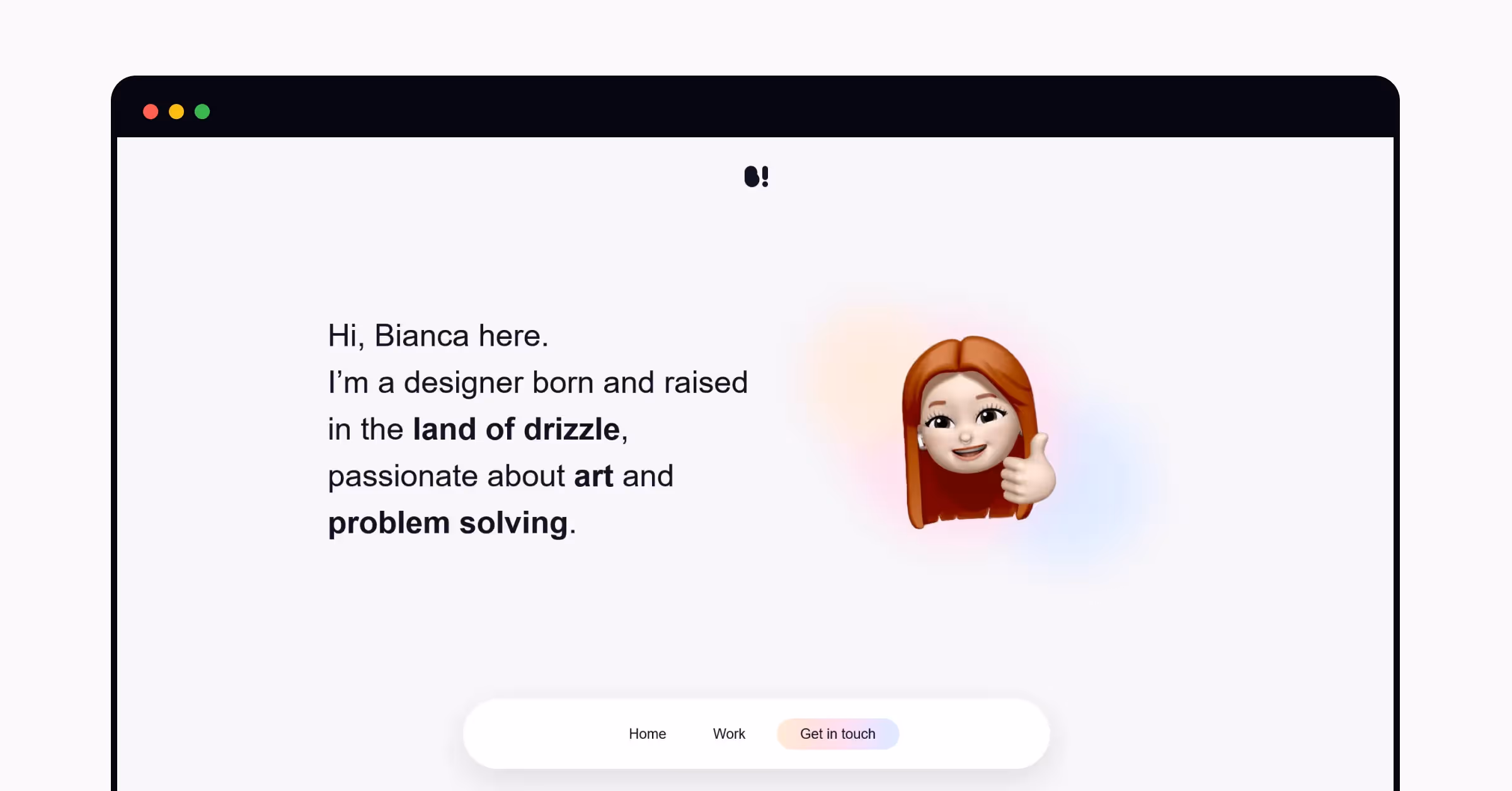 A home page of a portfolio by Bianca Oliveira