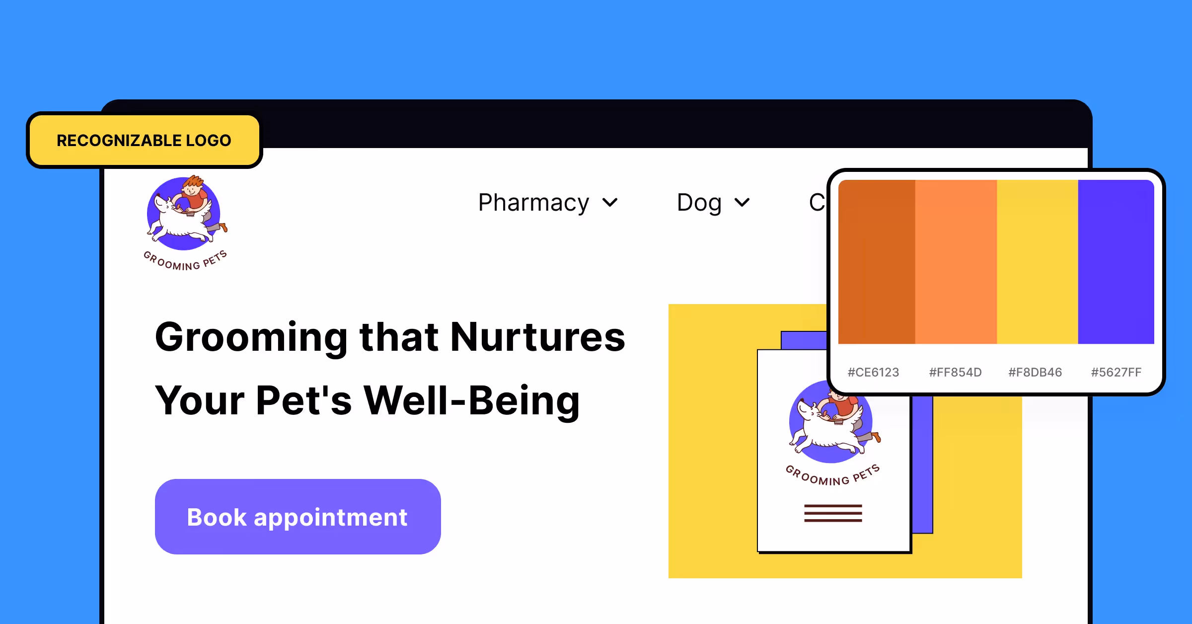 Make your website stand out by intensifying the presence of its brand, using colors, fonts, imagery, etc.