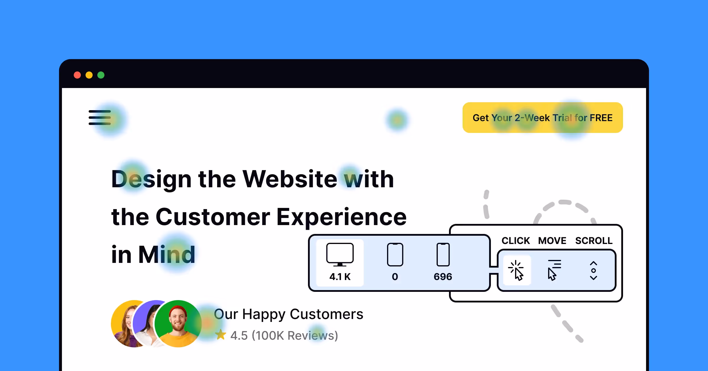 Identify user needs by using customer experience design tools like HotJar Heatmap and see where people click on web pages