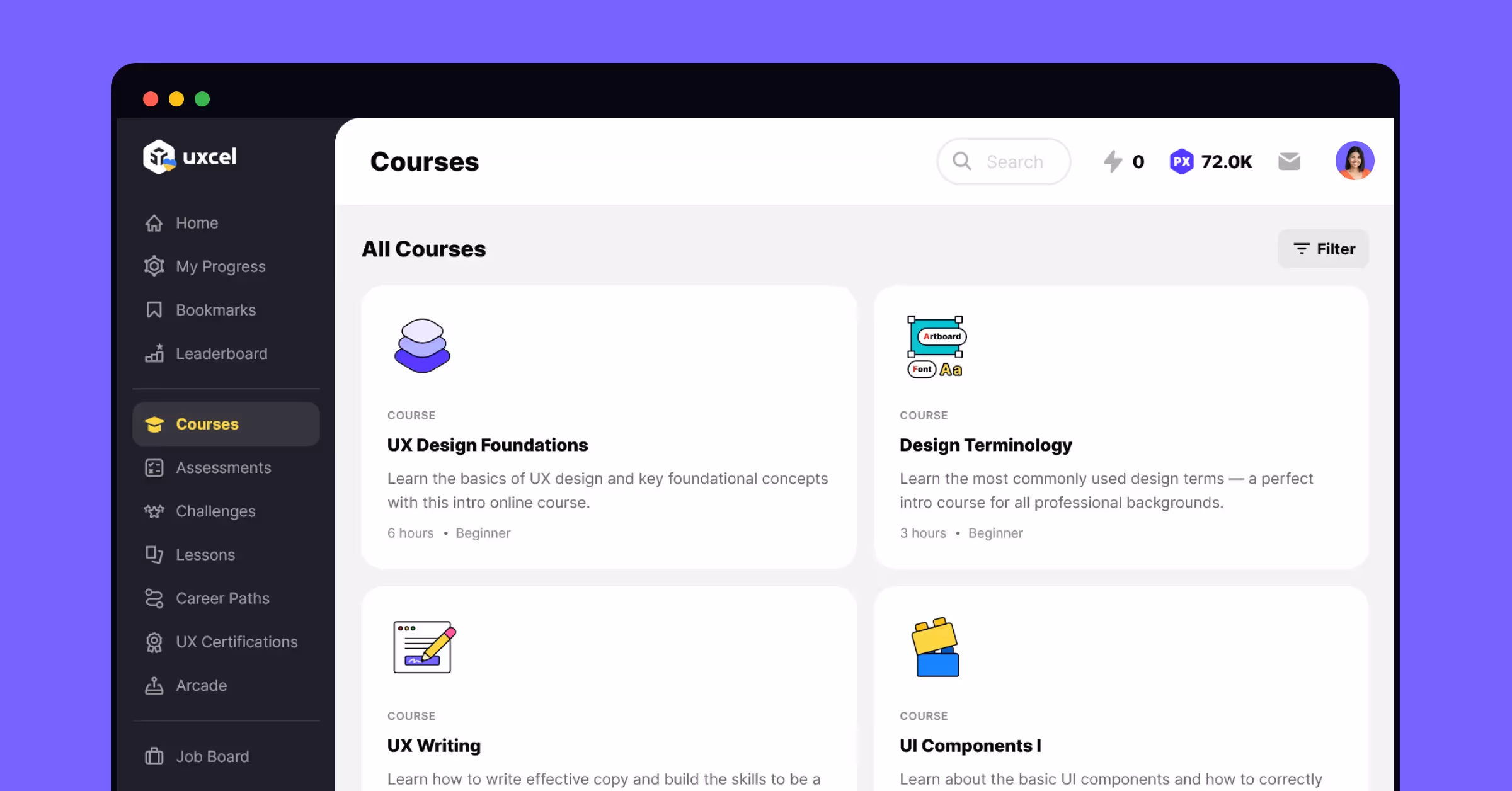 Uxcel's course page