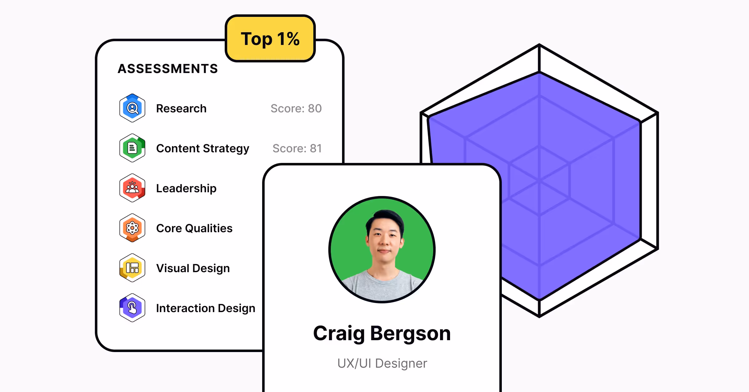 Uxcel's Skill Graph and assessments by 6 categories
