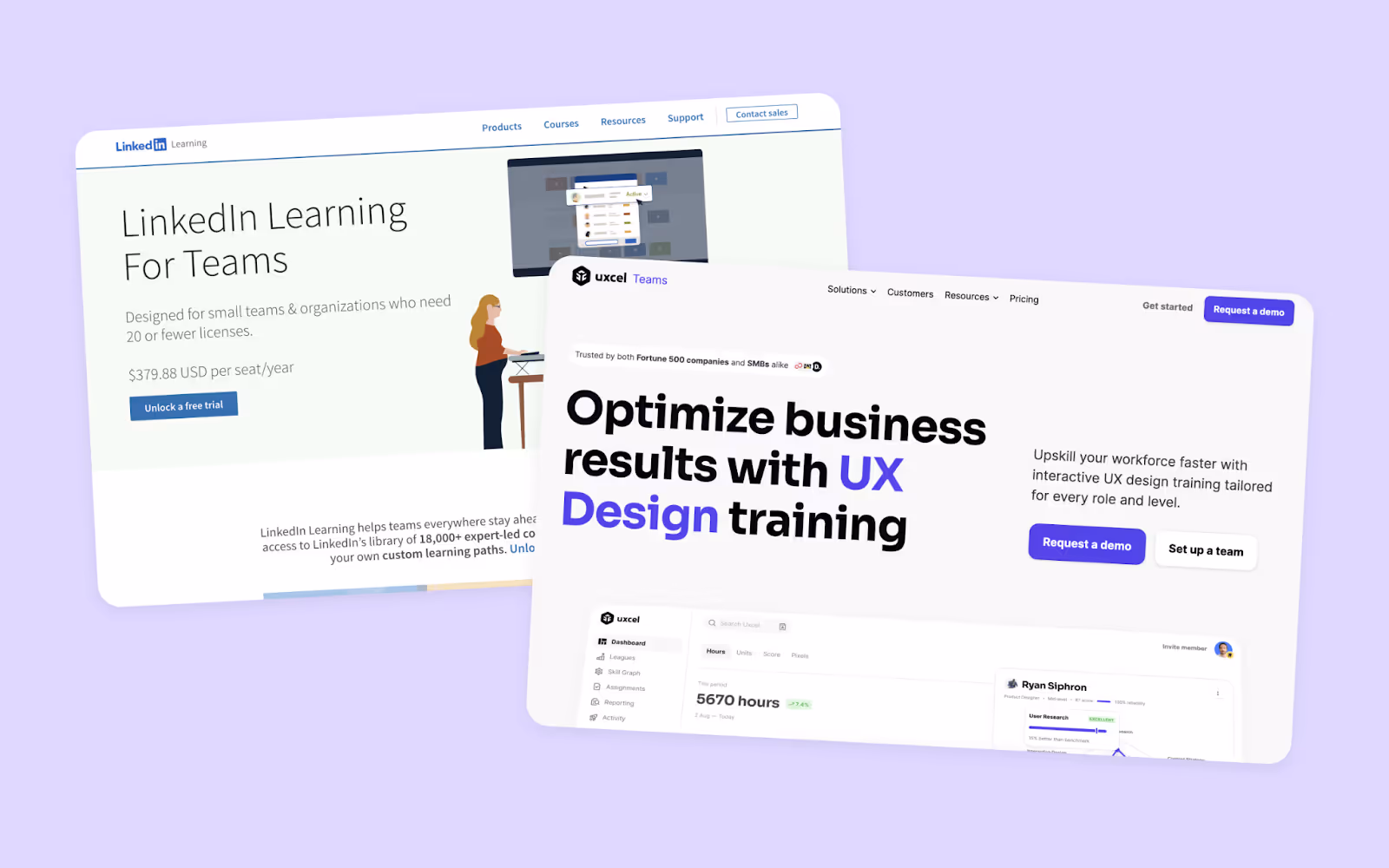 Uxcel Teams vs LinkedIn Learning
