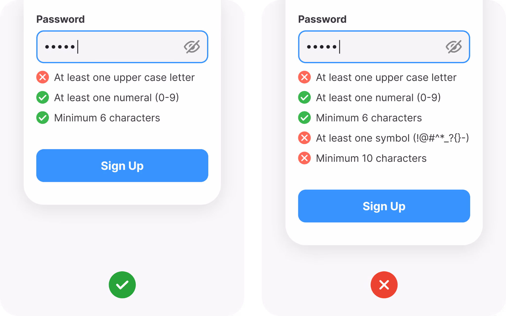 Sign up form password requirements example