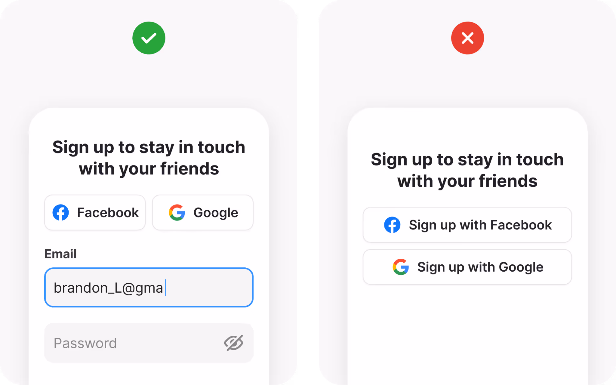 Sign up form third party signup example