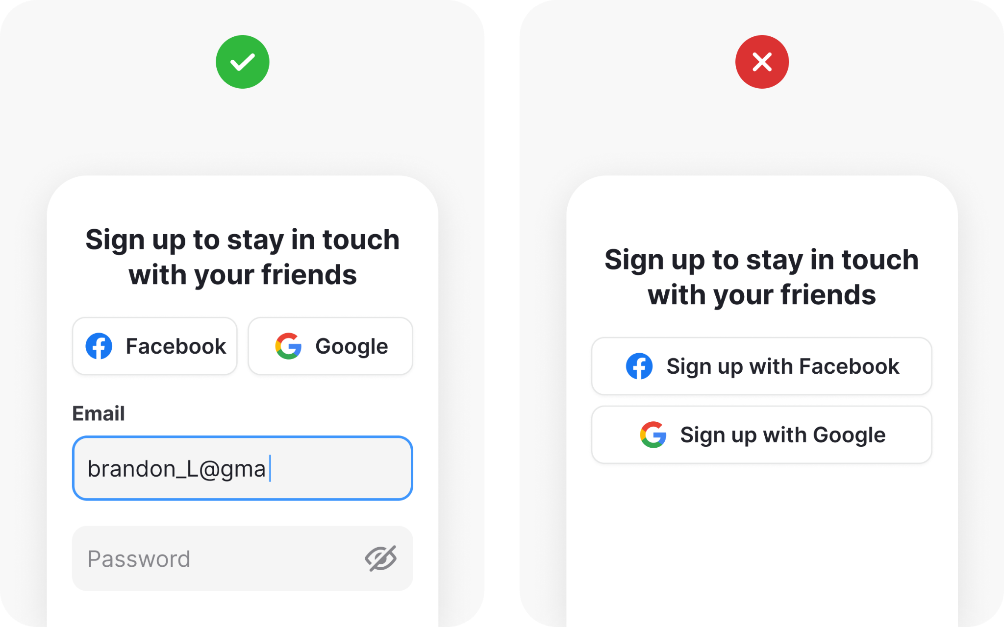 Sign up form third party signup example
