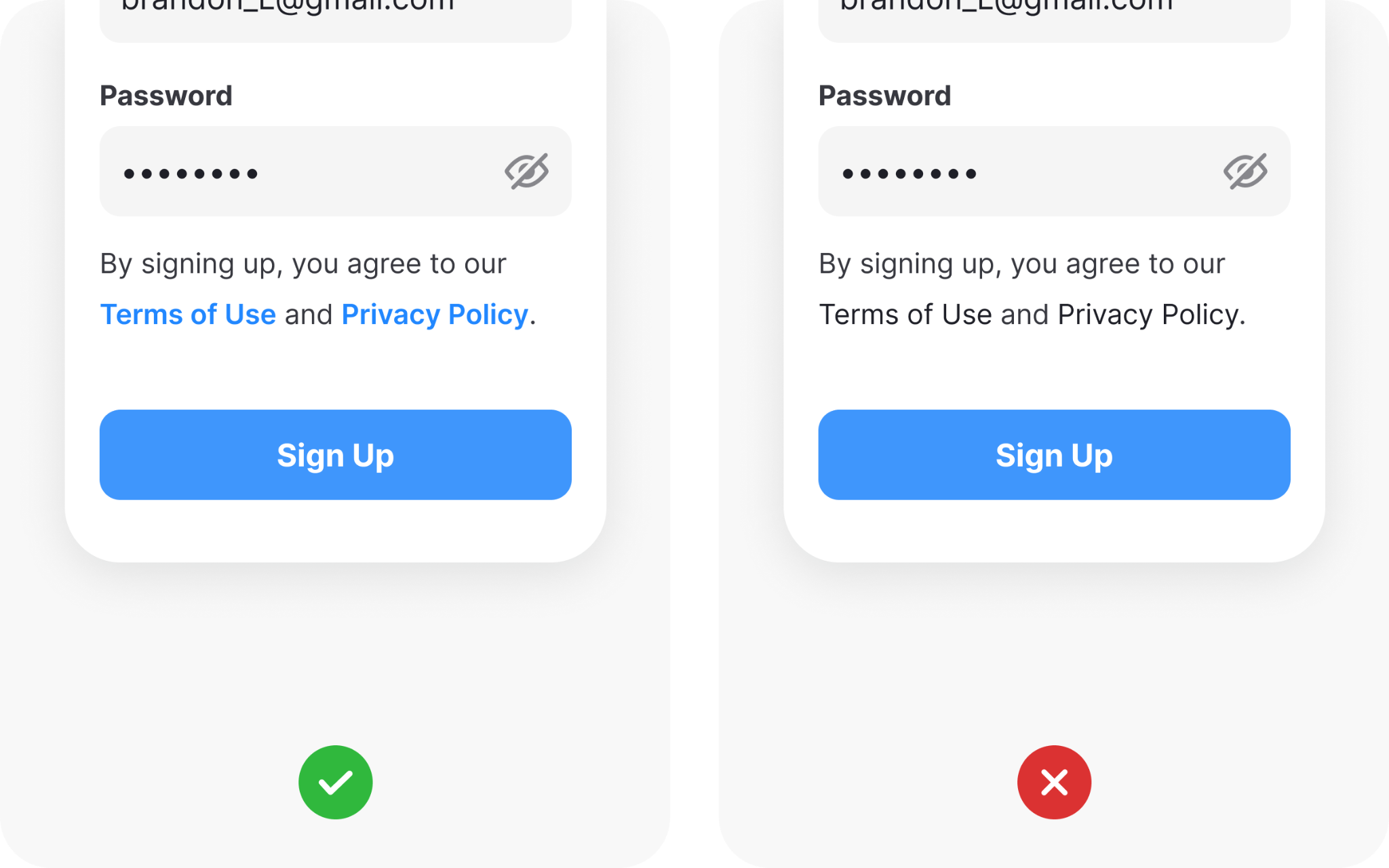 Sign up form privacy policy example
