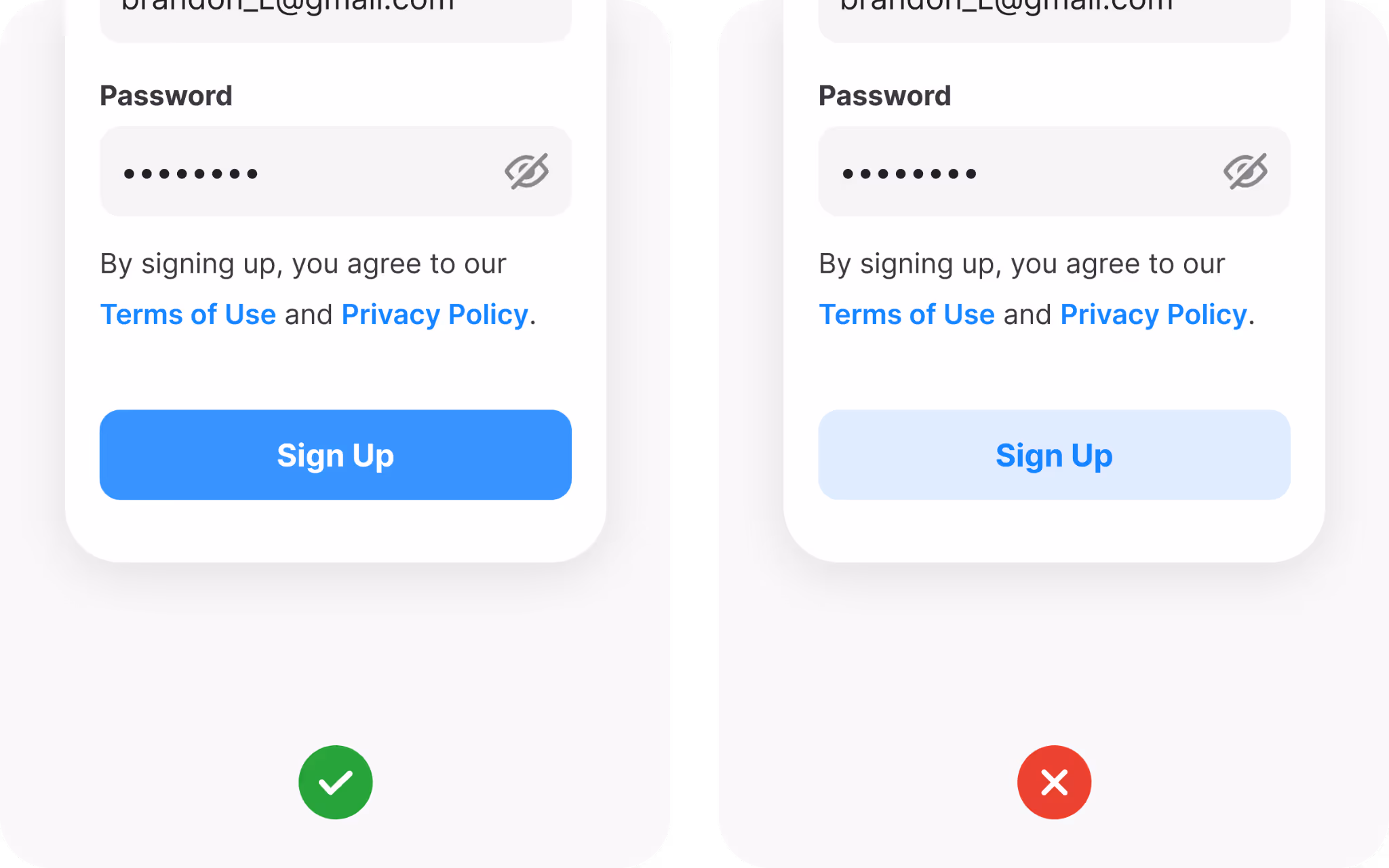 Sign up button example