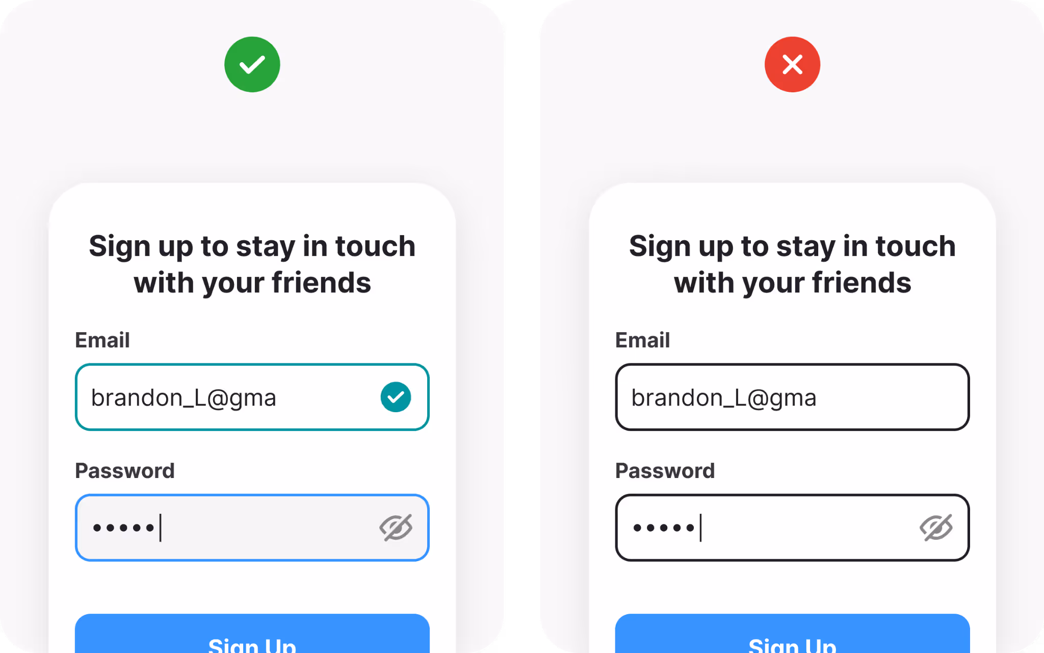 Sign up form styling example