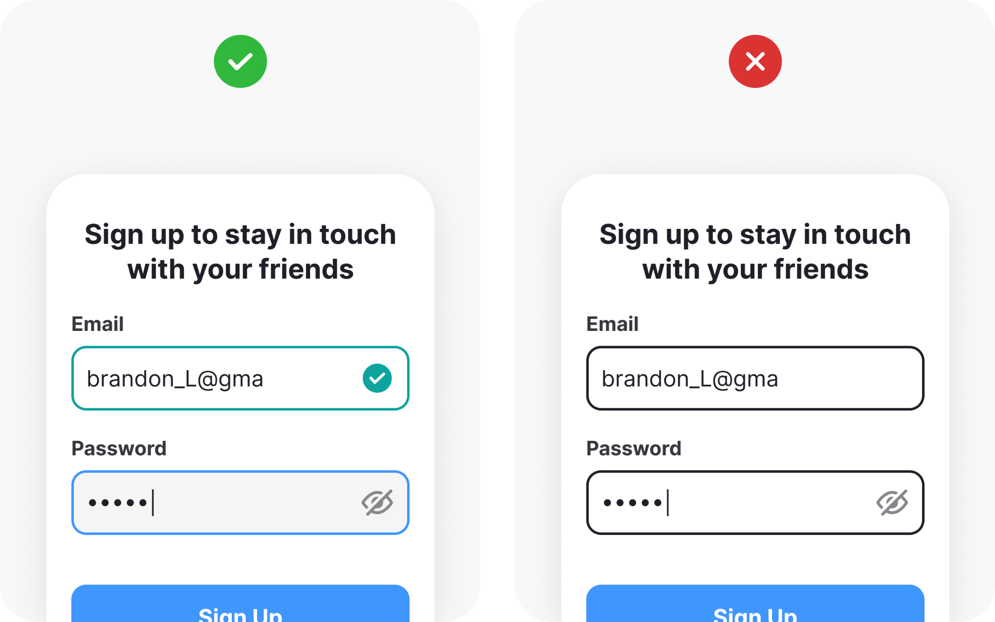 Sign up form styling example