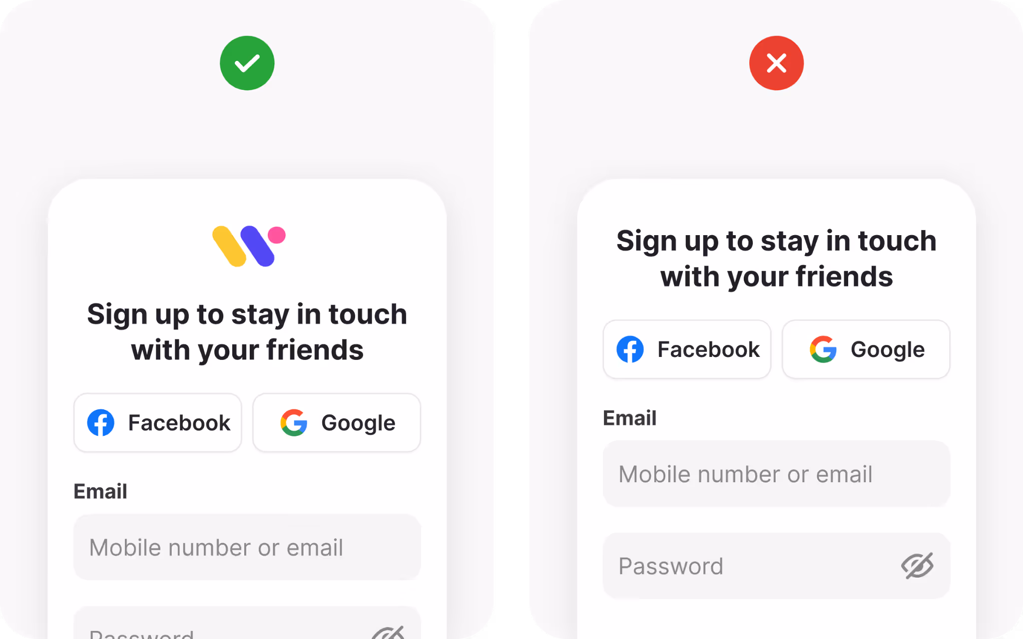 Sign up form branding example