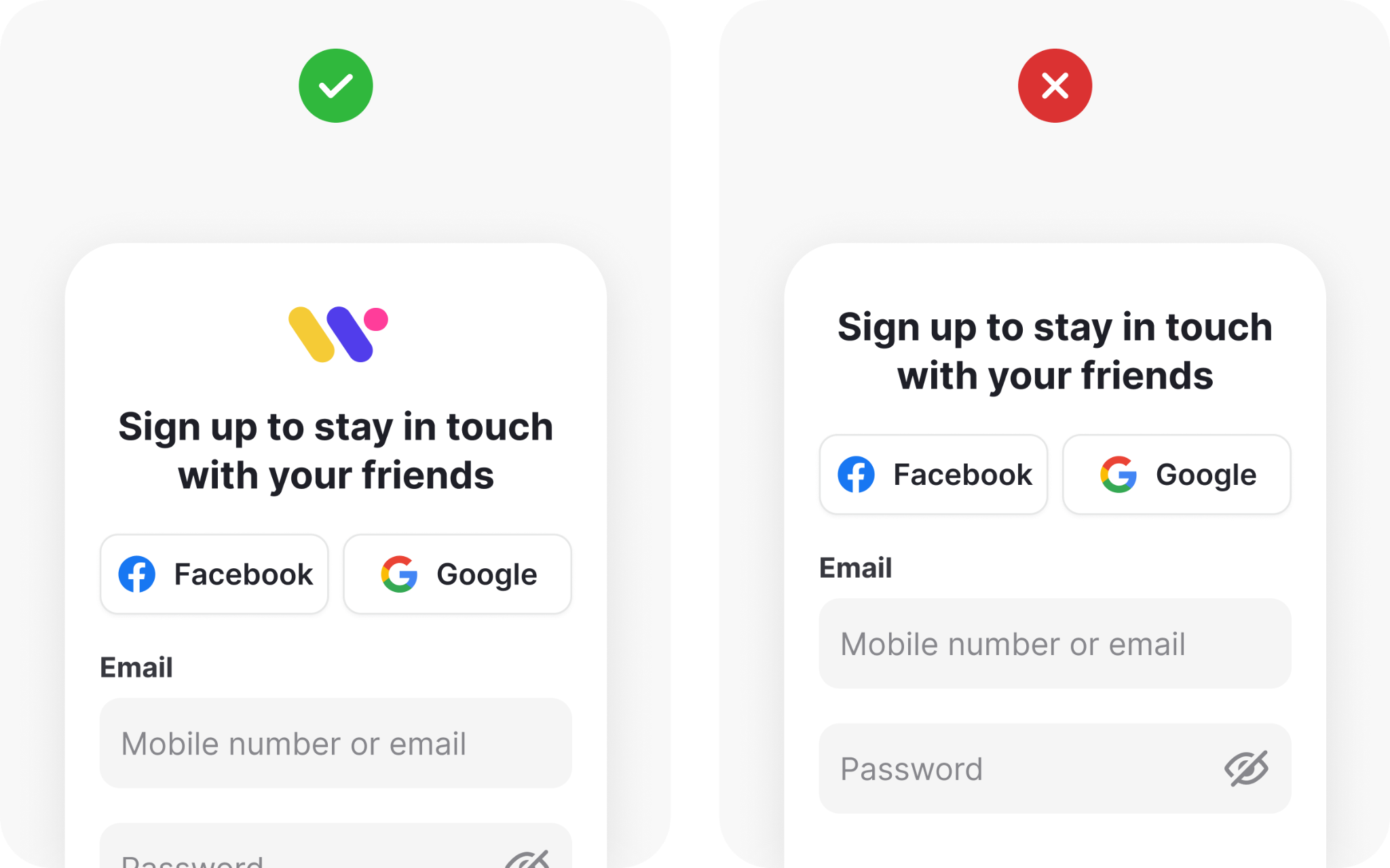 Sign up form branding example