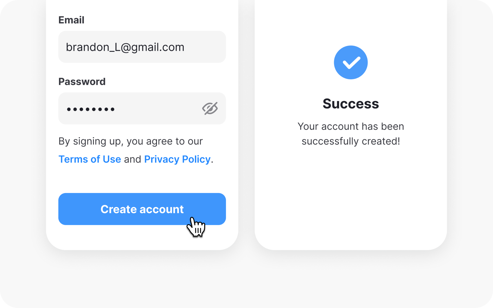 Sign up form confirmation example