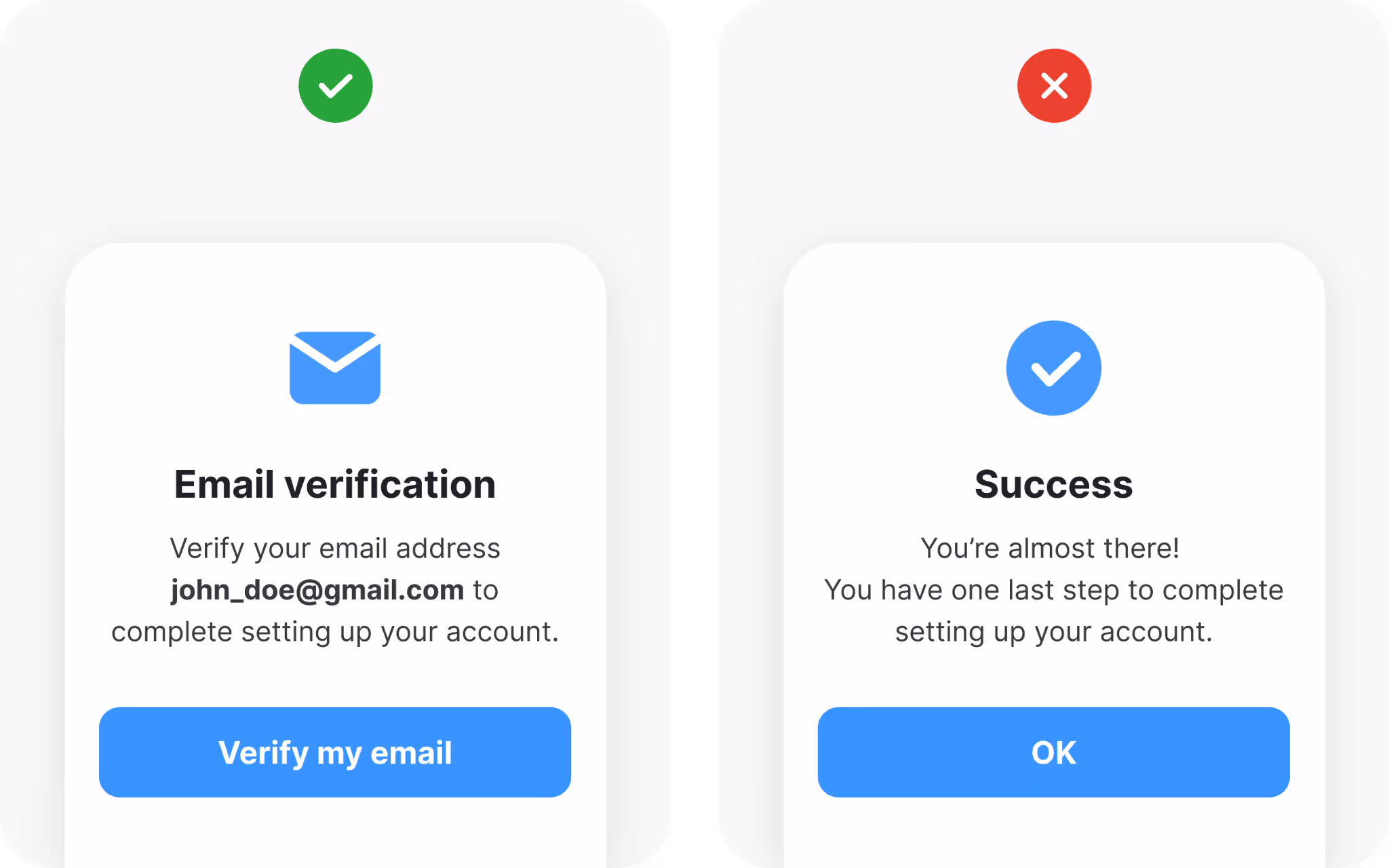 Sign up form verification example