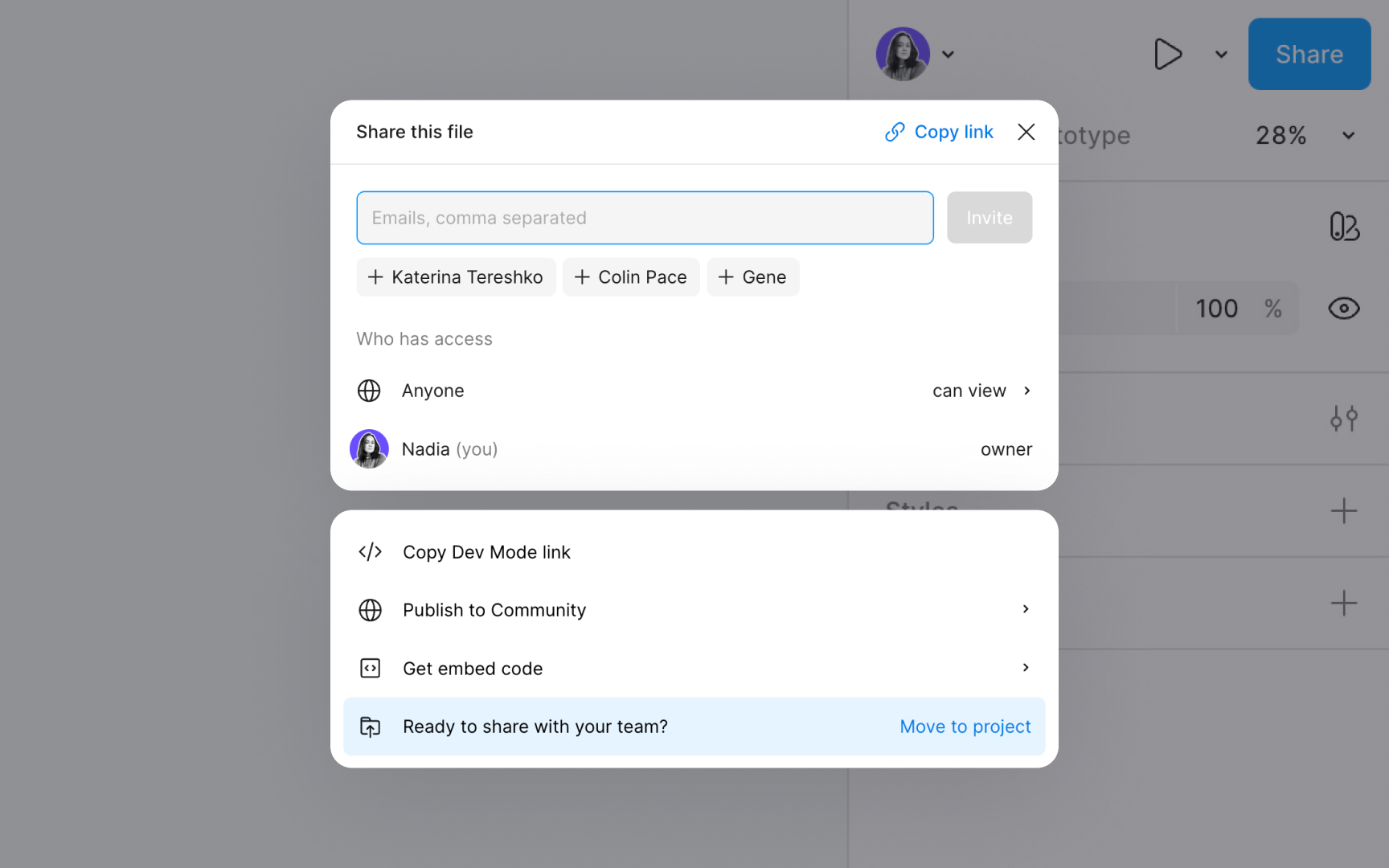 Share files and prototypes