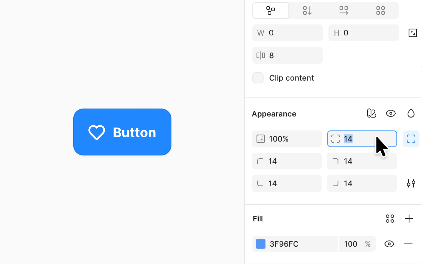 Adjusting corner radius