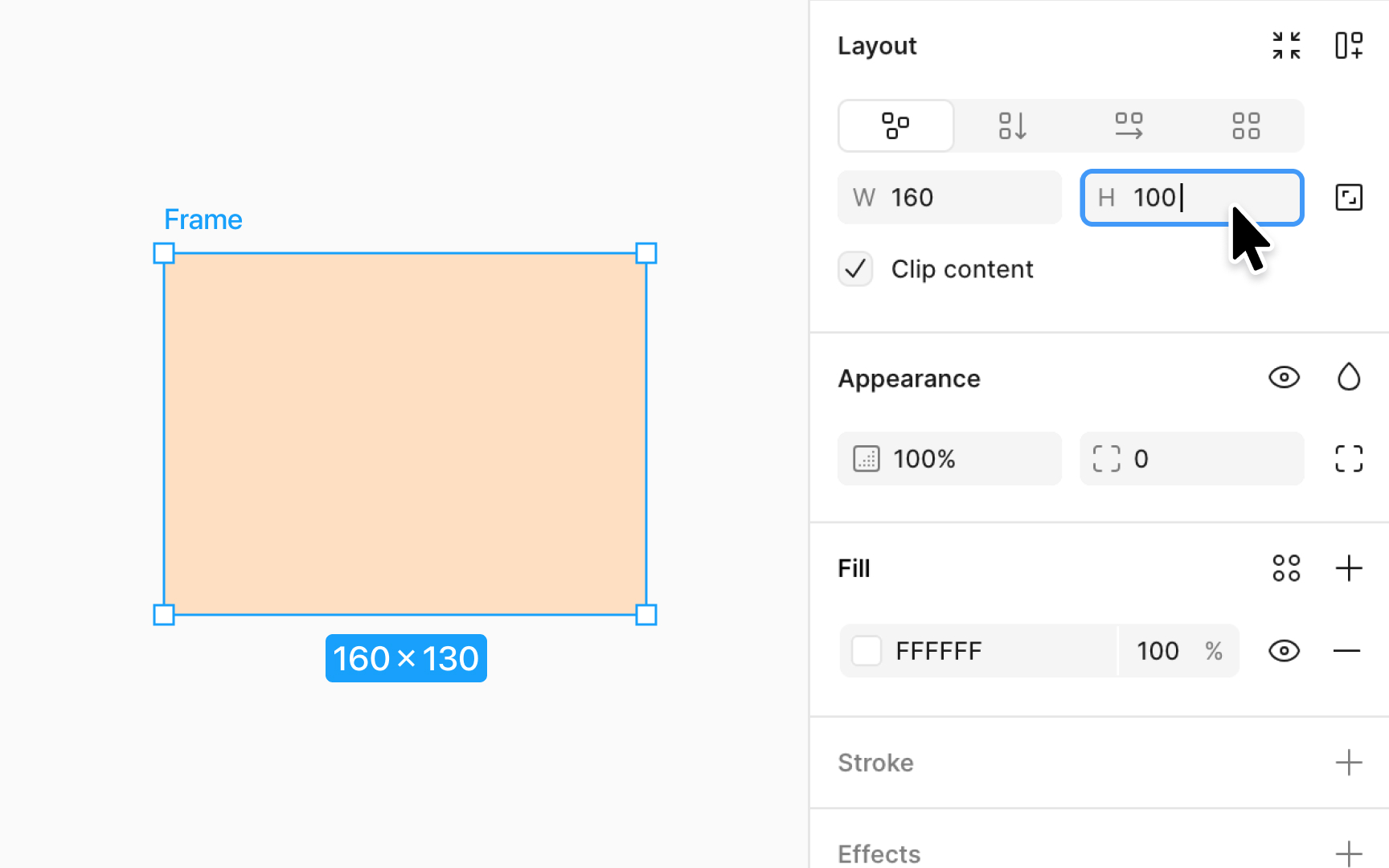 Changing a frame’s width and height
