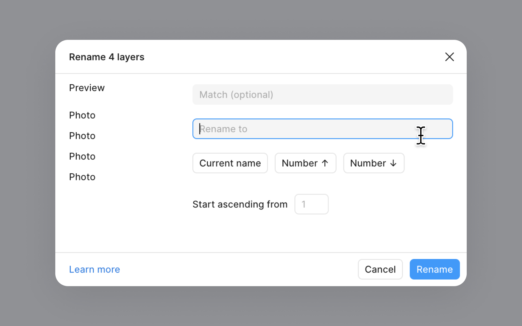 Renaming layers in bulk