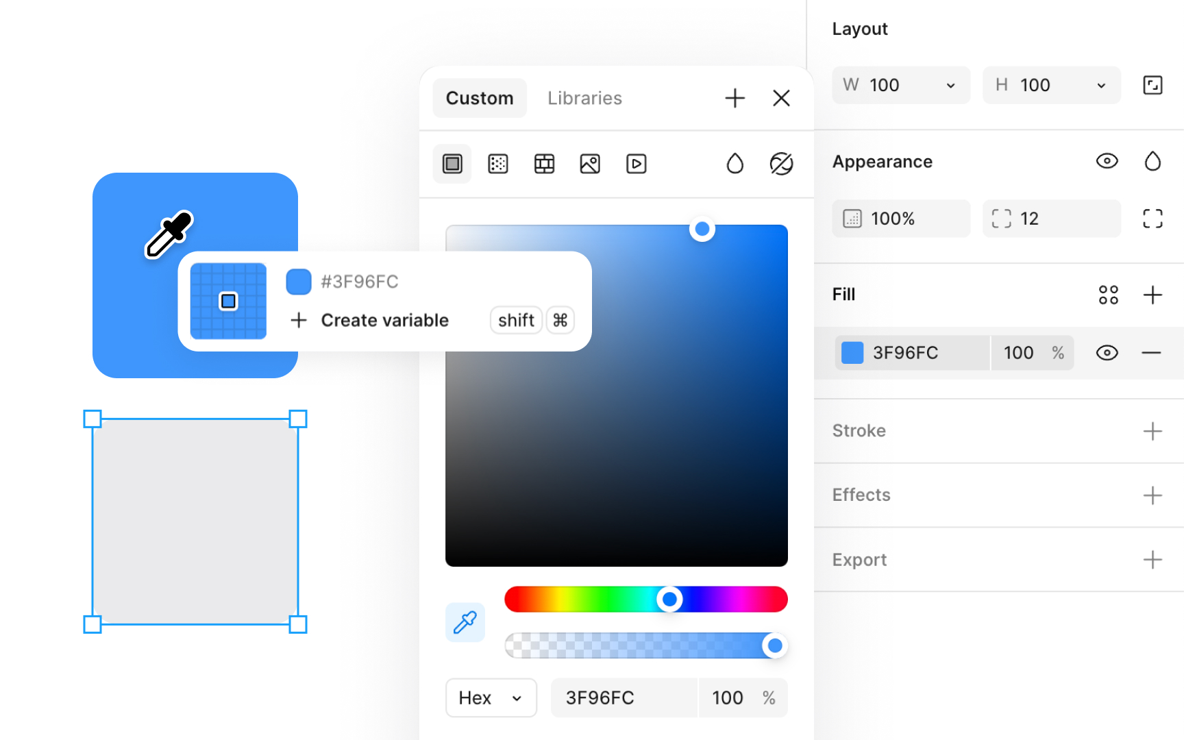 Using the eyedropper tool