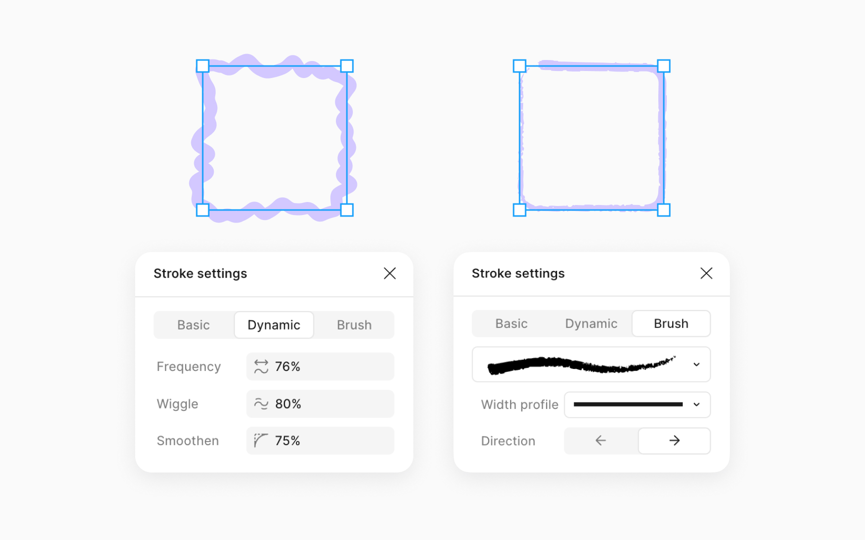 Dynamic and brush strokes