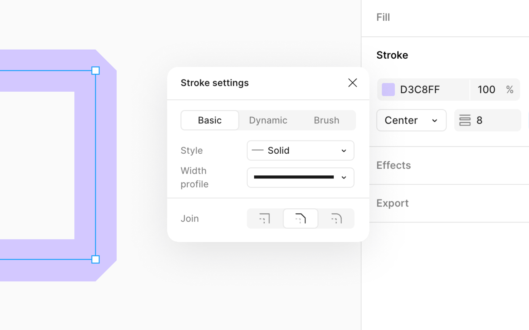 Join and miter angle