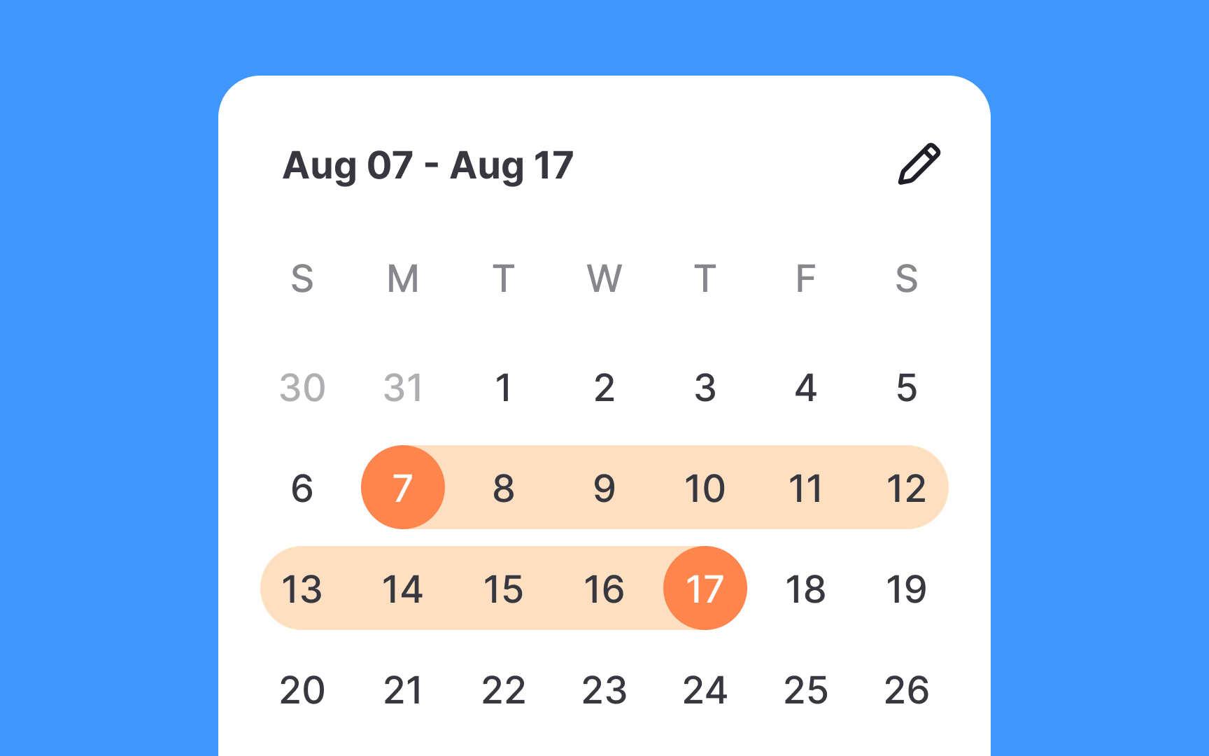 Visually indicate the selected date range Best Practice