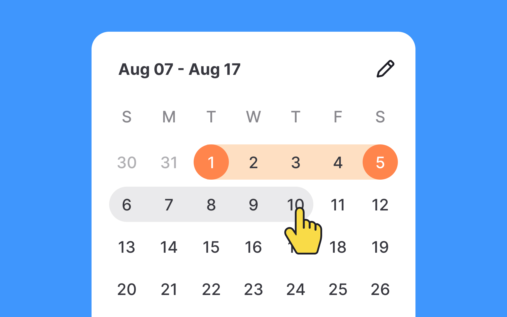 Show a preview of the selected date range