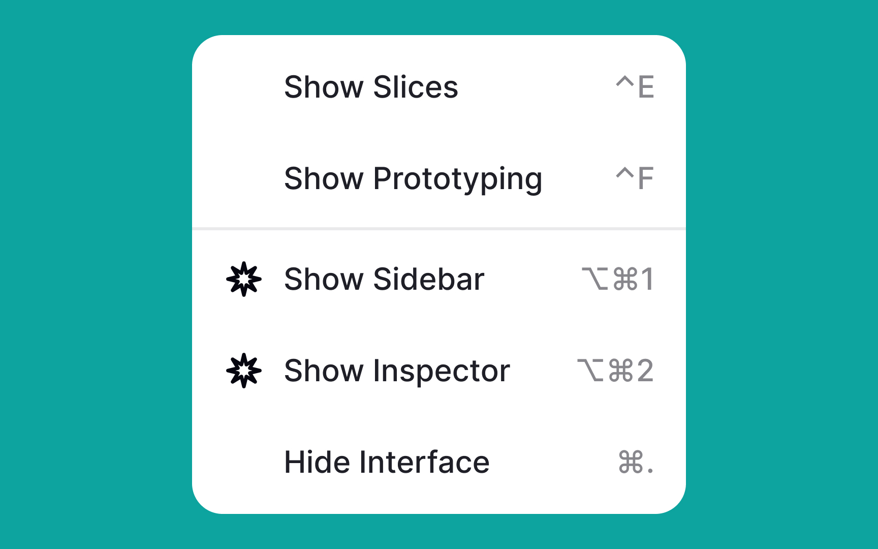 Use familiar icons to indicate menu selections Bad Practice