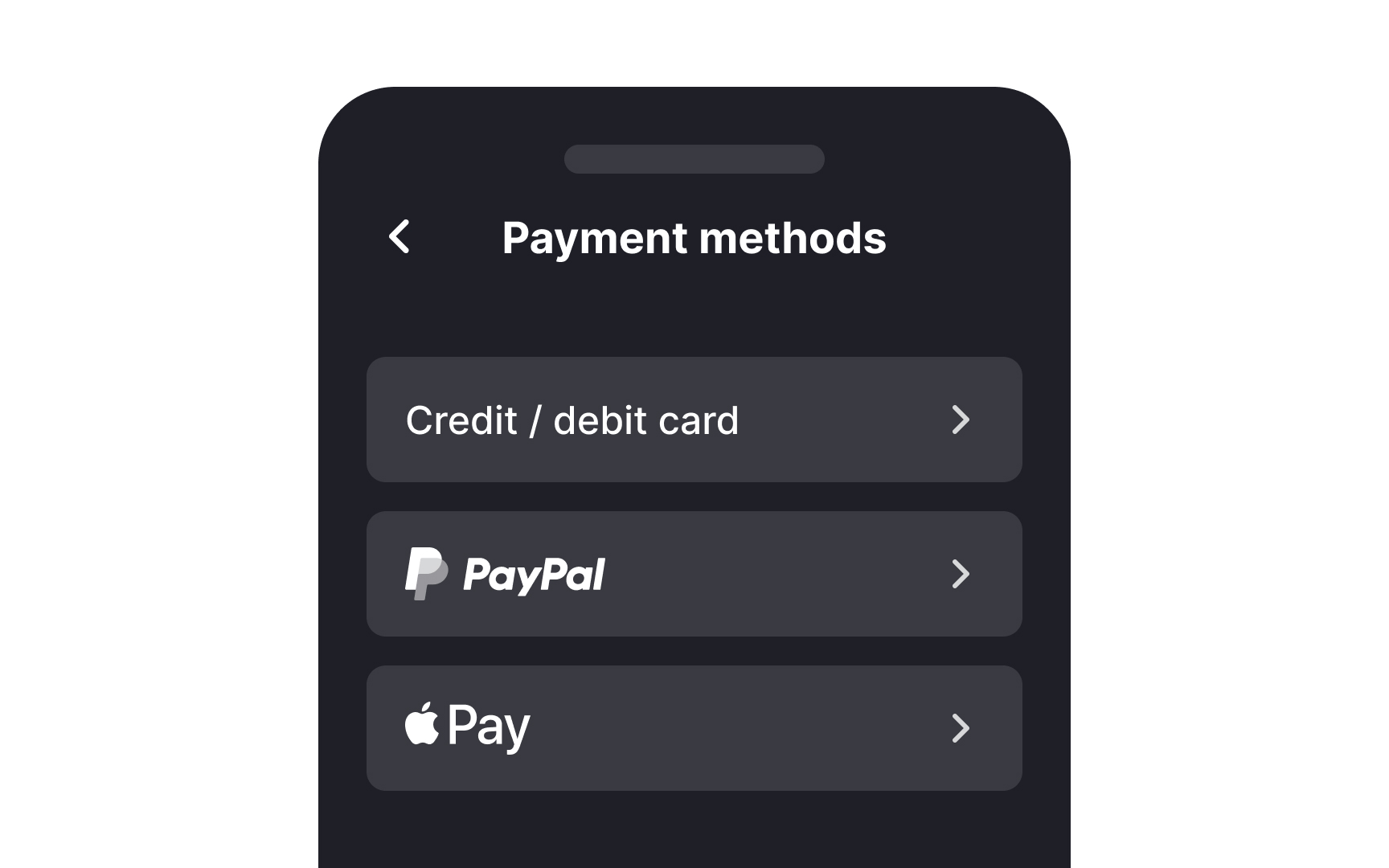 Allow different payment options Best Practice