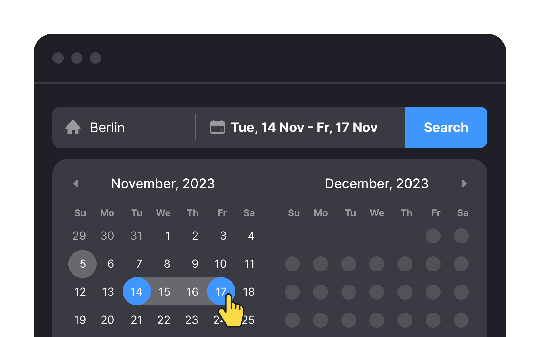 Show hover states when selecting the date range Best Practice