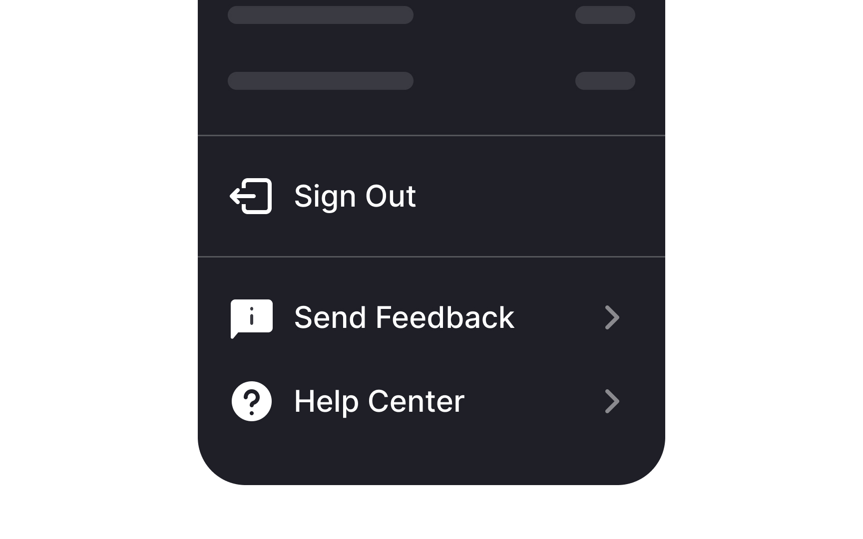 Place help & feedback options at the bottom Bad Practice