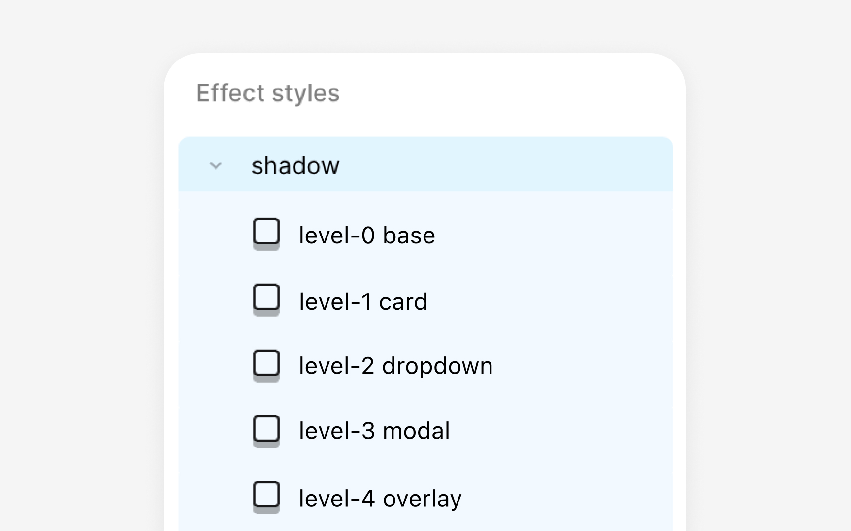 Naming elevation levels in a design system Best Practice
