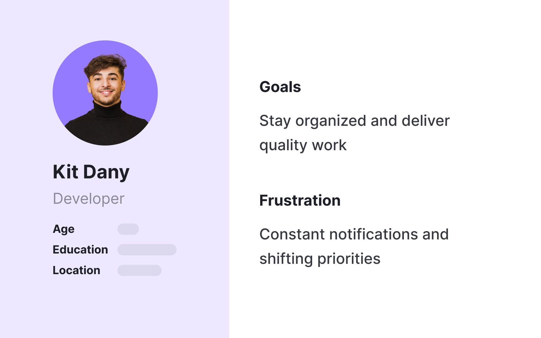 Defining goals and frustrations Bad Practice