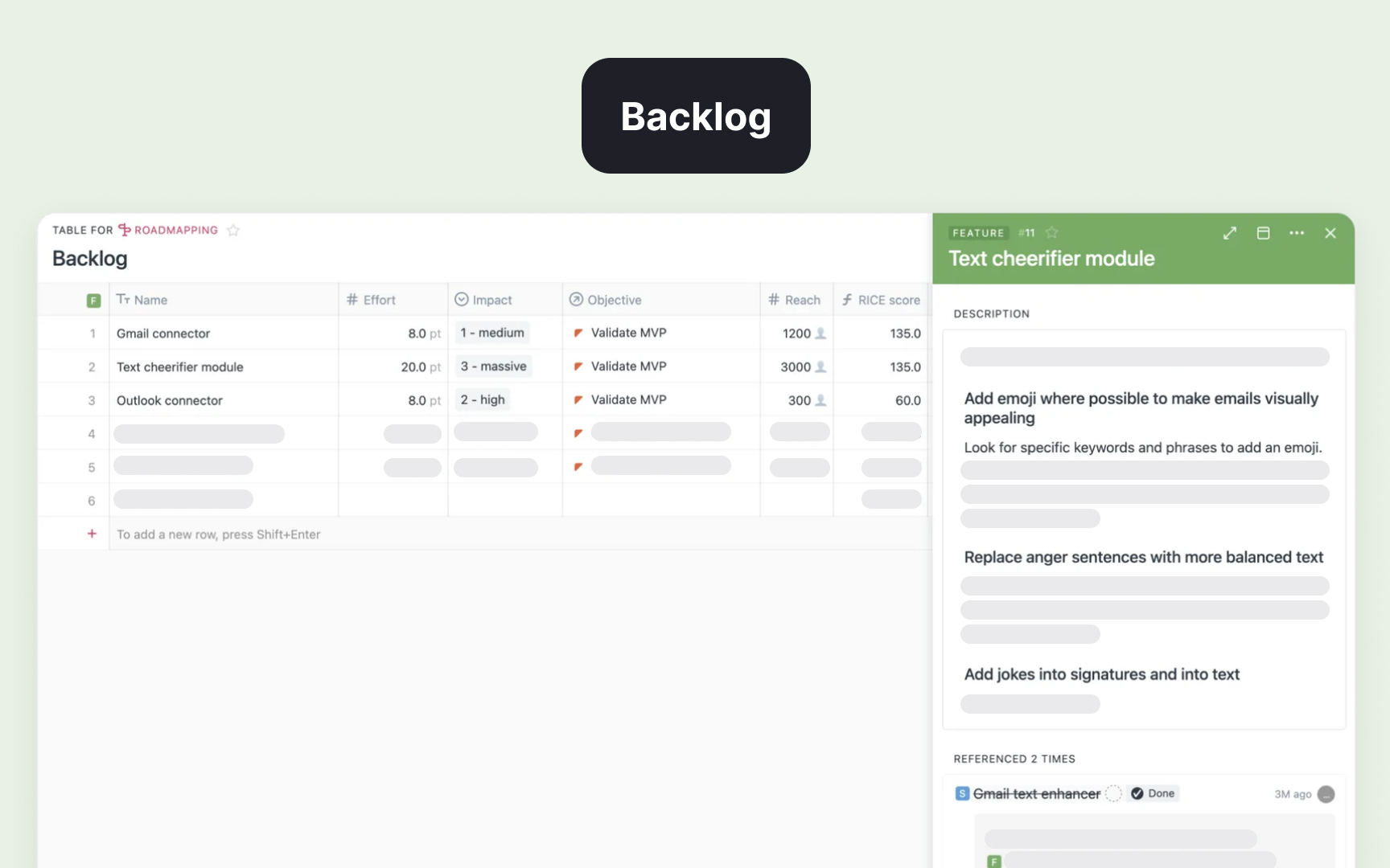 Distinguishing roadmaps from backlogs