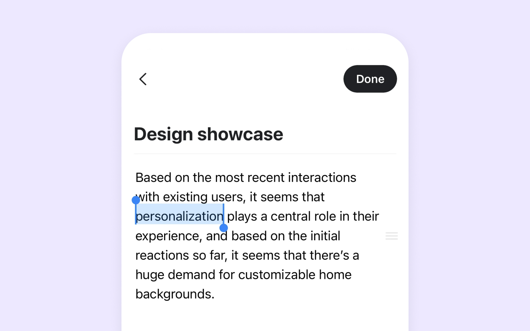 Text selection mechanics