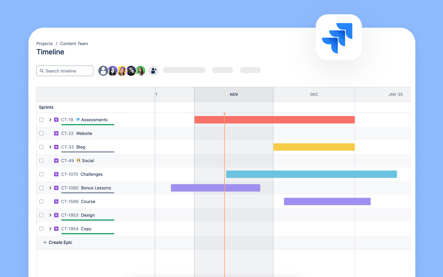 Coordinate timelines